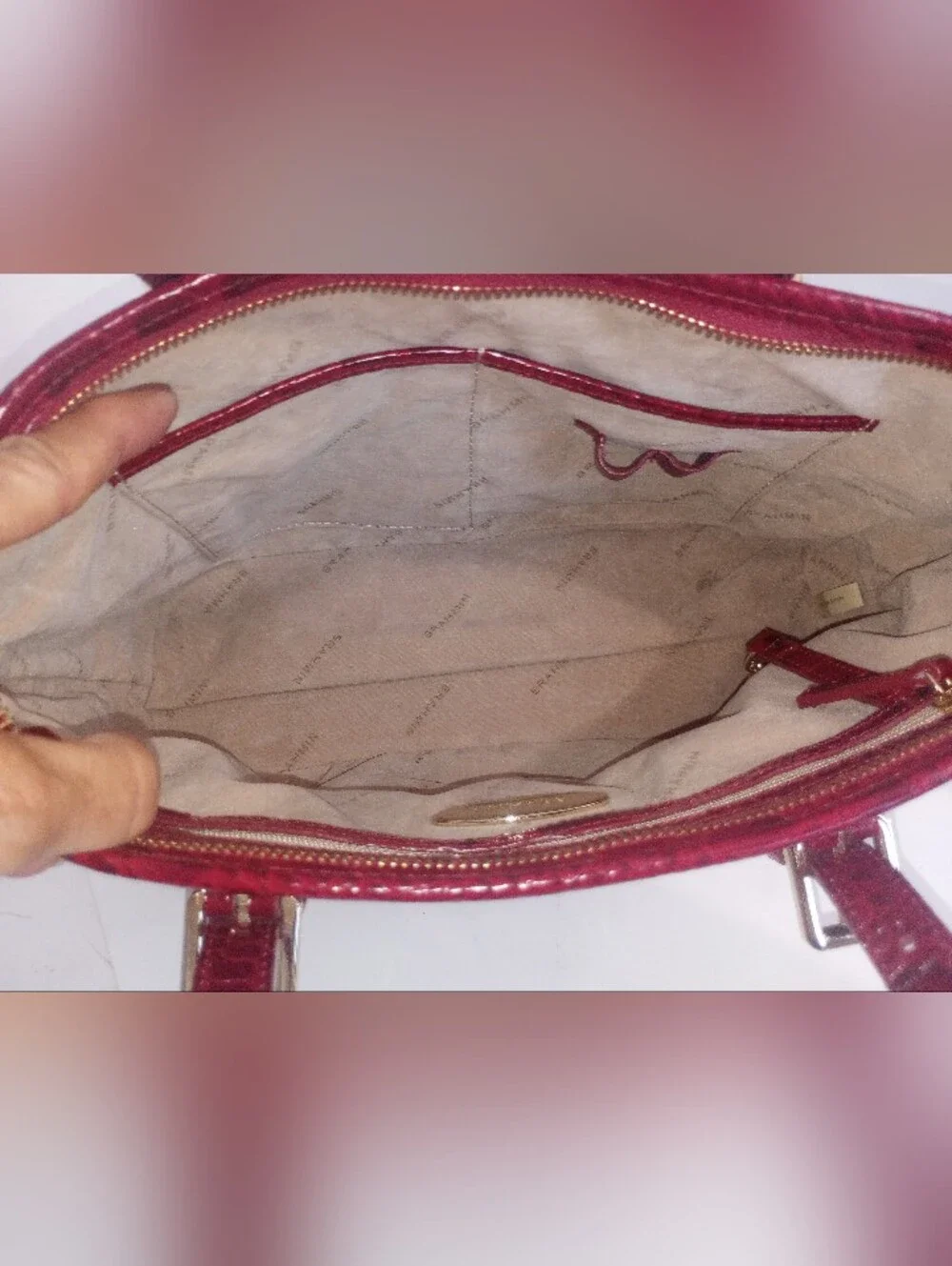 Brahmin Red Mini Asher Crocodile Embossed Leather Crossbody Satchel Purse